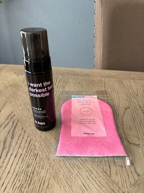 b.tan “Darkest Tan Possible” Mousse + SOL by Jergens Applicator Mitt Bundle NWT